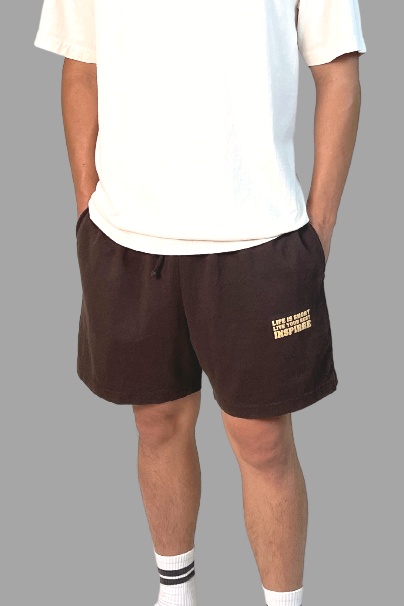 Life is Short Live Your Best chocolate brown jersey shorts - unisex fit
