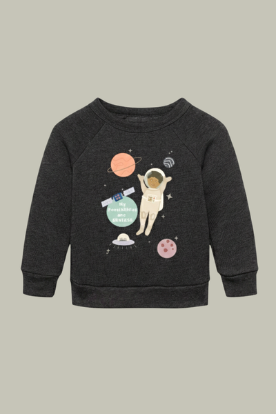 My Possibilities Are Endless toddler fleece sweatshirt in heather gray - inspirational and empowering kids sweatshirt