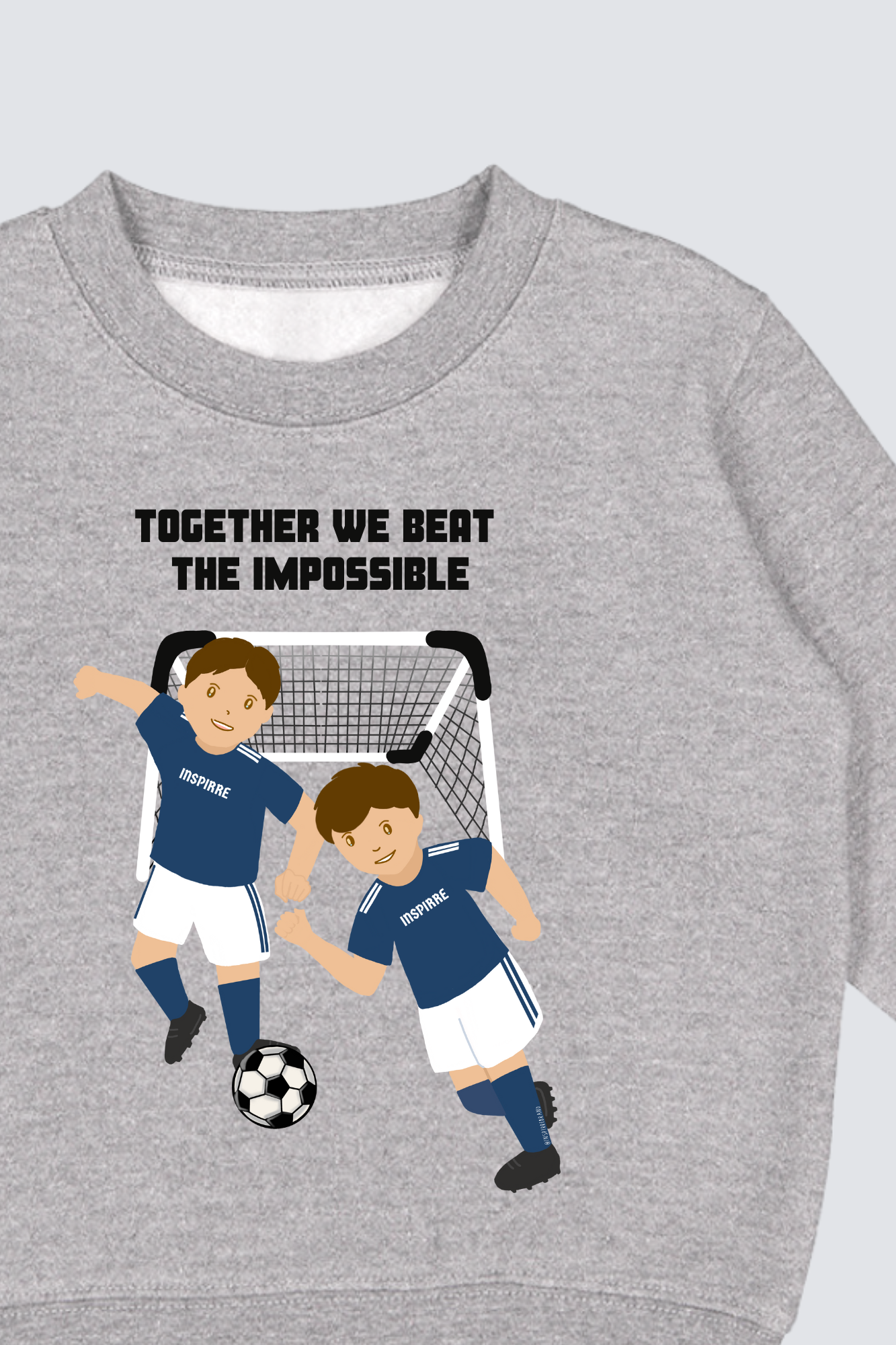 Together We Beat The Impossible toddler fleece sweatshirt in heather gray - teamwork kids sweatshirt