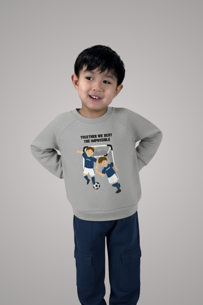 Together We Beat The Impossible toddler fleece sweatshirt in heather gray - teamwork kids sweatshirt