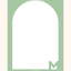 Notes from a Great Mind notepad cover featuring sage green background white arch design and bold monogram letter by INSPIRRE