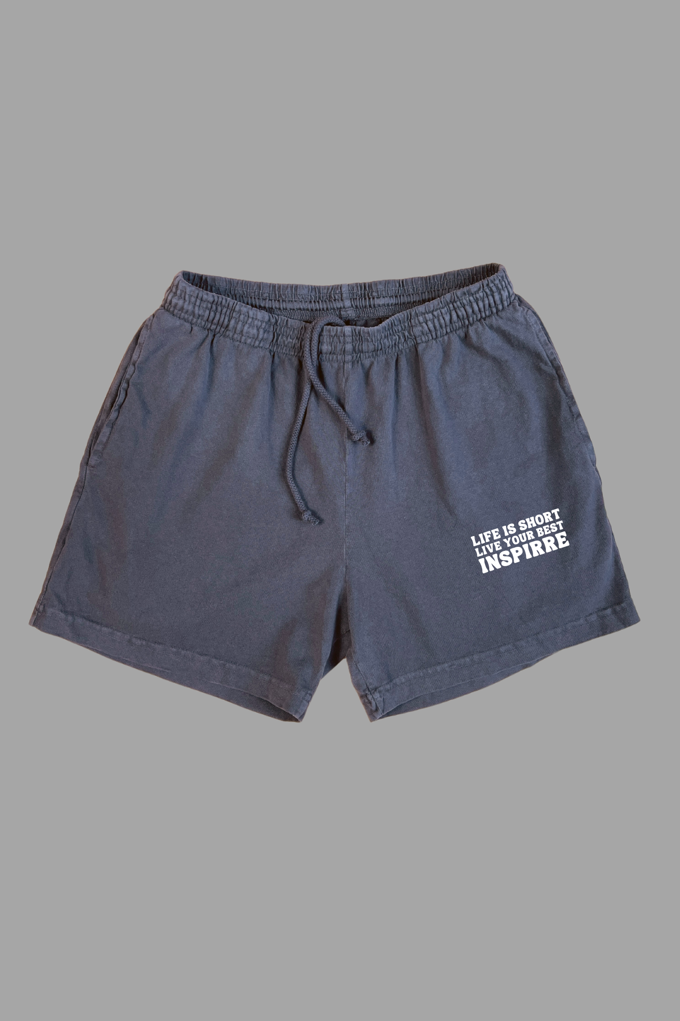 Life is Short Live Your Best dolphin blue athletic shorts - shrink-free