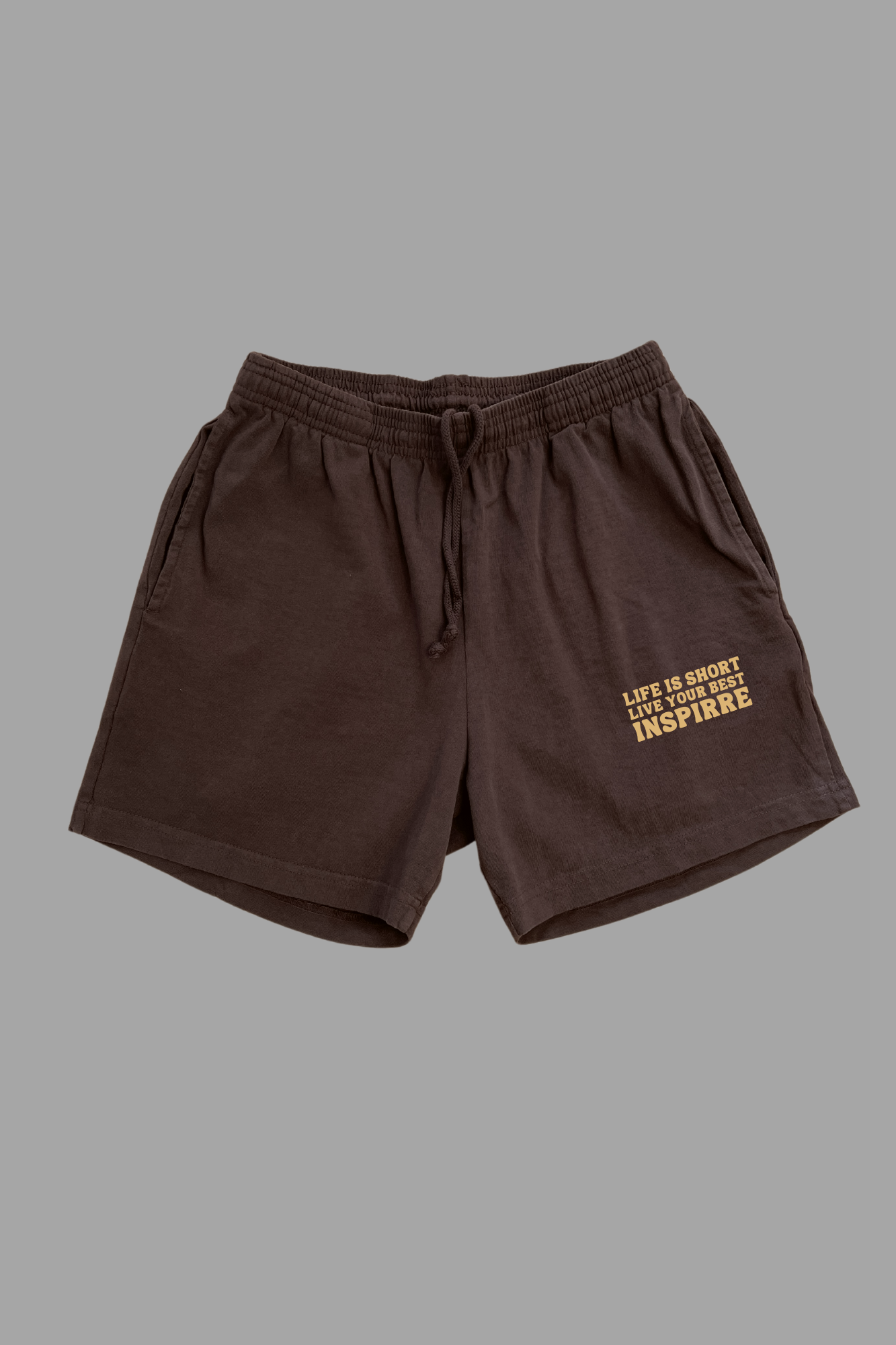 Life is Short Live Your Best chocolate brown jersey shorts - unisex fit