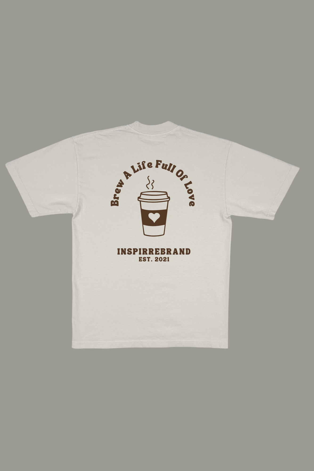 Brew A Life Full Of Love premium graphic tee in concrete light gray - coffee and love adult shirt