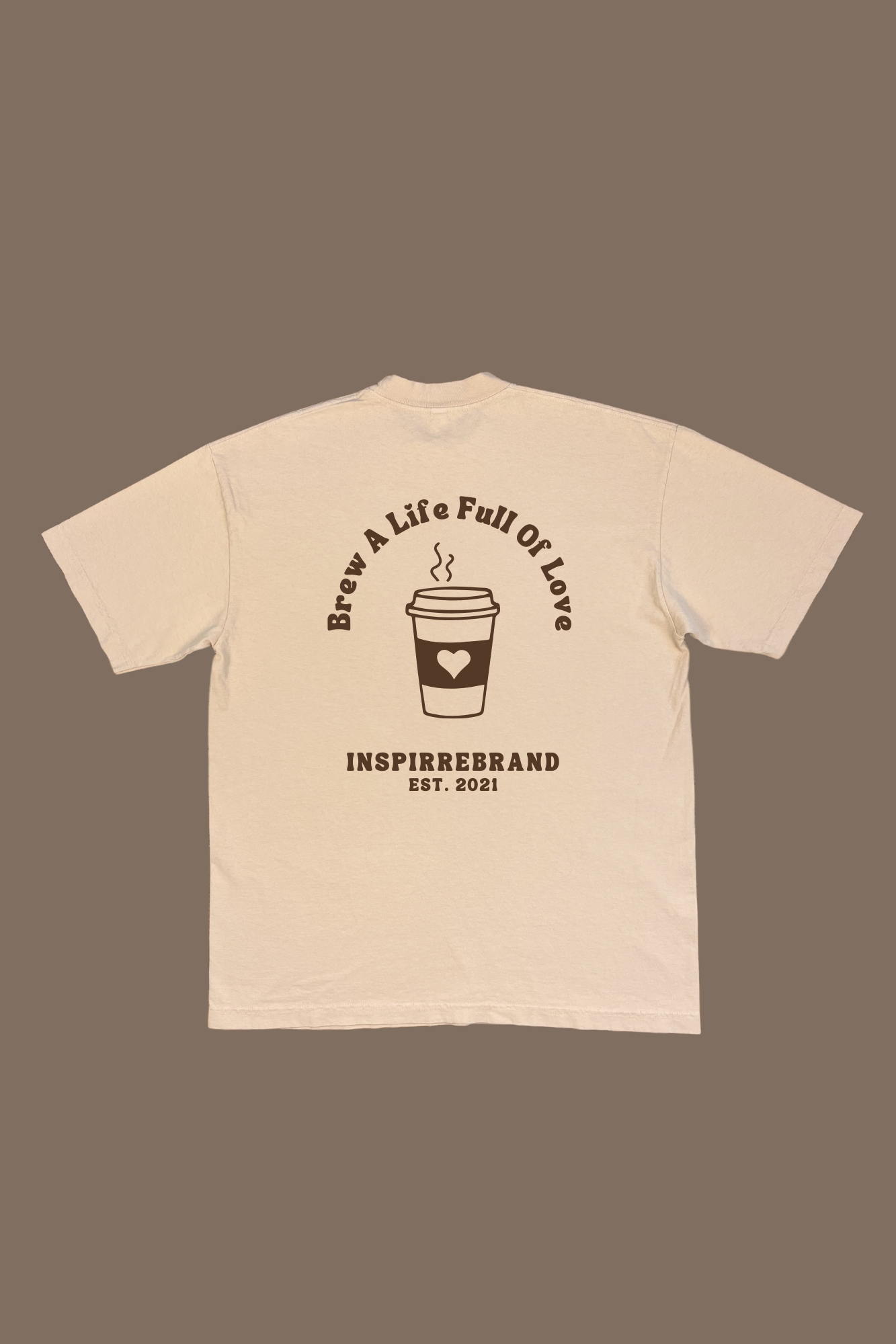 Brew A Life Full Of Love premium graphic tee in beige - coffee and love adult shirt