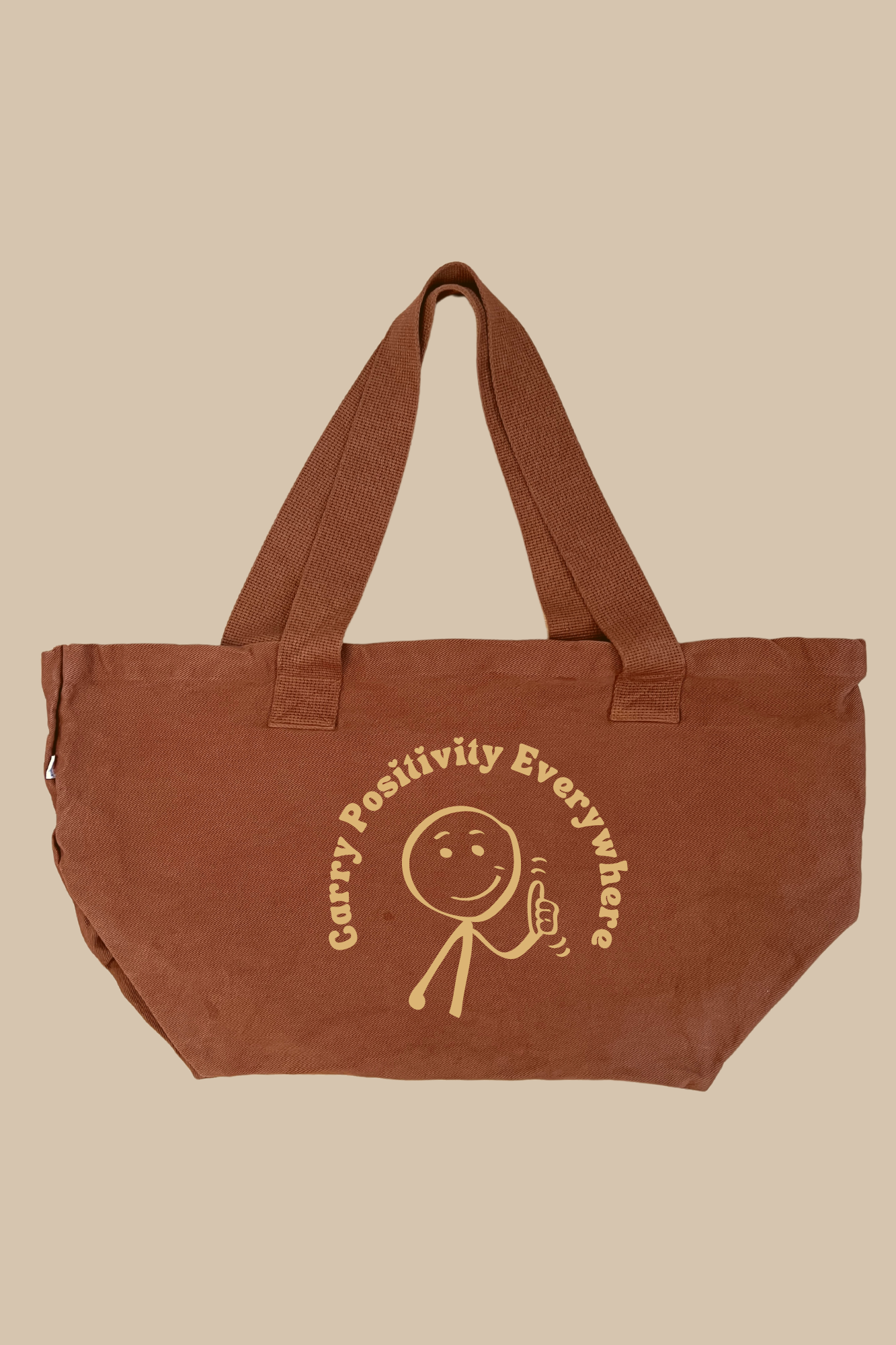 Carry Positivity Everywhere ginger brown large denim tote bag - USA made
Carry Positivity Everywhere sky blue large denim tote bag with puff print
Large denim tote bag with positive message - INSPIRRE heavyweight cotton