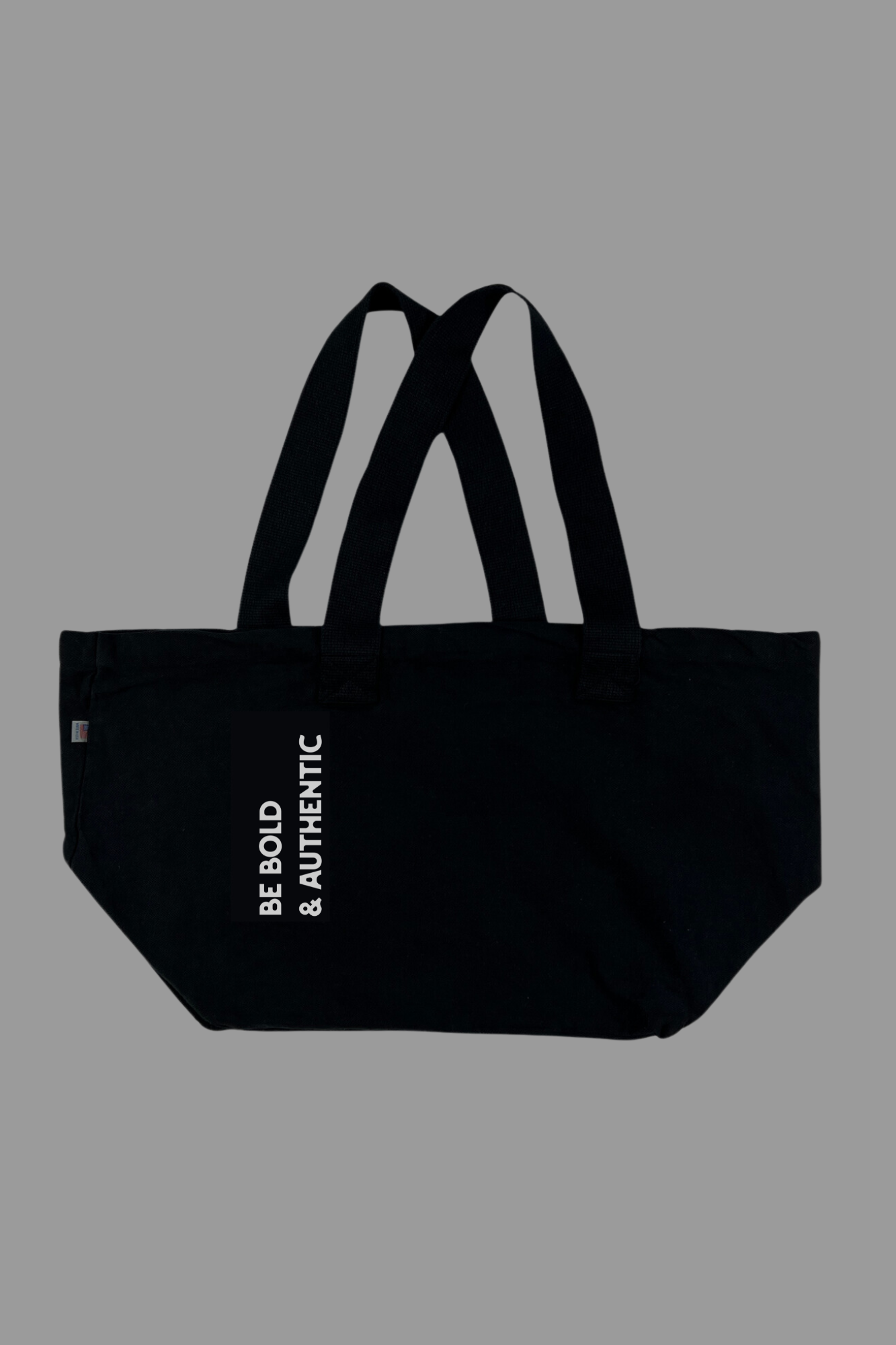 Be Bold and Authentic black denim tote bag with gray print - INSPIRRE New York
Be Bold and Authentic denim tote bag - USA made heavyweight cotton
INSPIRRE New York denim tote bag - authentic daily carry bag