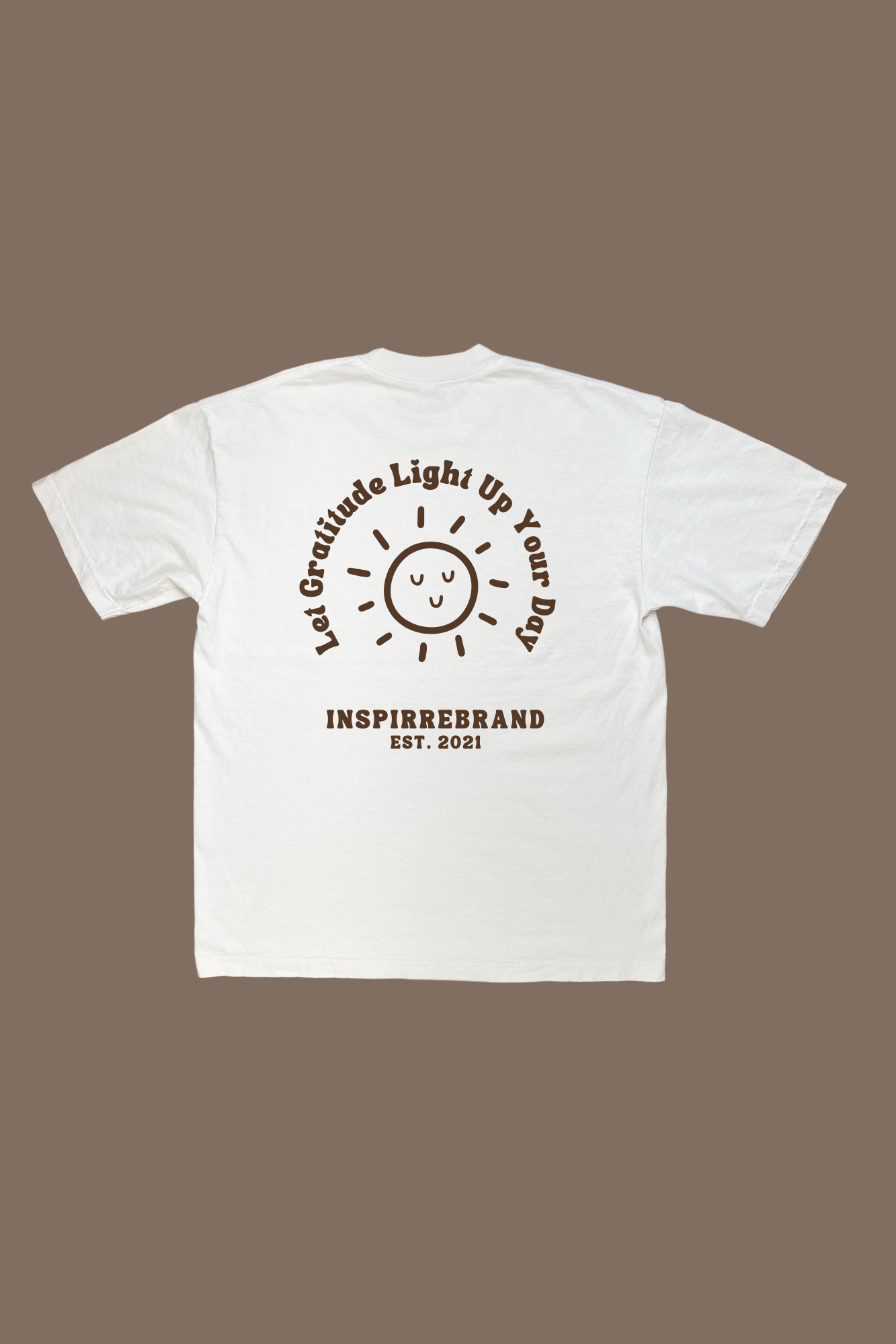 Let Gratitude Light Up Your Day premium graphic tee in off white - gratitude and mindfulness adult shirt