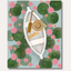 Lotus art print - aerial view of boat on lily pad pond with pink lotus flowers
