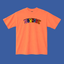 Orange new york t-shirt with colorful New York text - NYC diversity and culture adult shirt