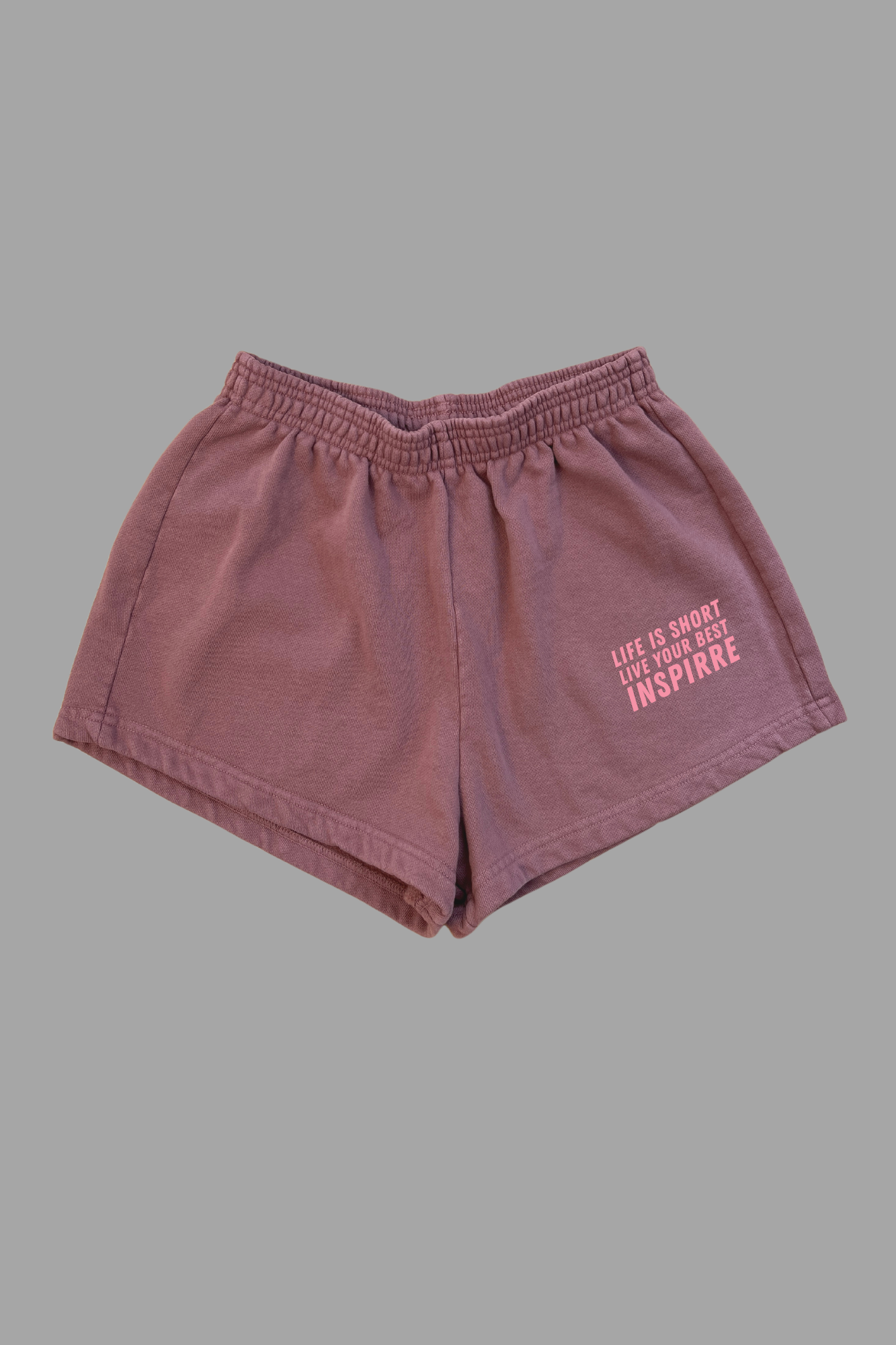High-waisted fleece shorts with motivational message - 14oz premium fleece