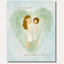 Side by side or miles apart sisters connected by heart art print - watercolor-style heart with two sisters reaching for each other