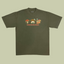 Spread Love Like Shrooms premium graphic tee in army olive green - mushroom and kindness adult shirt