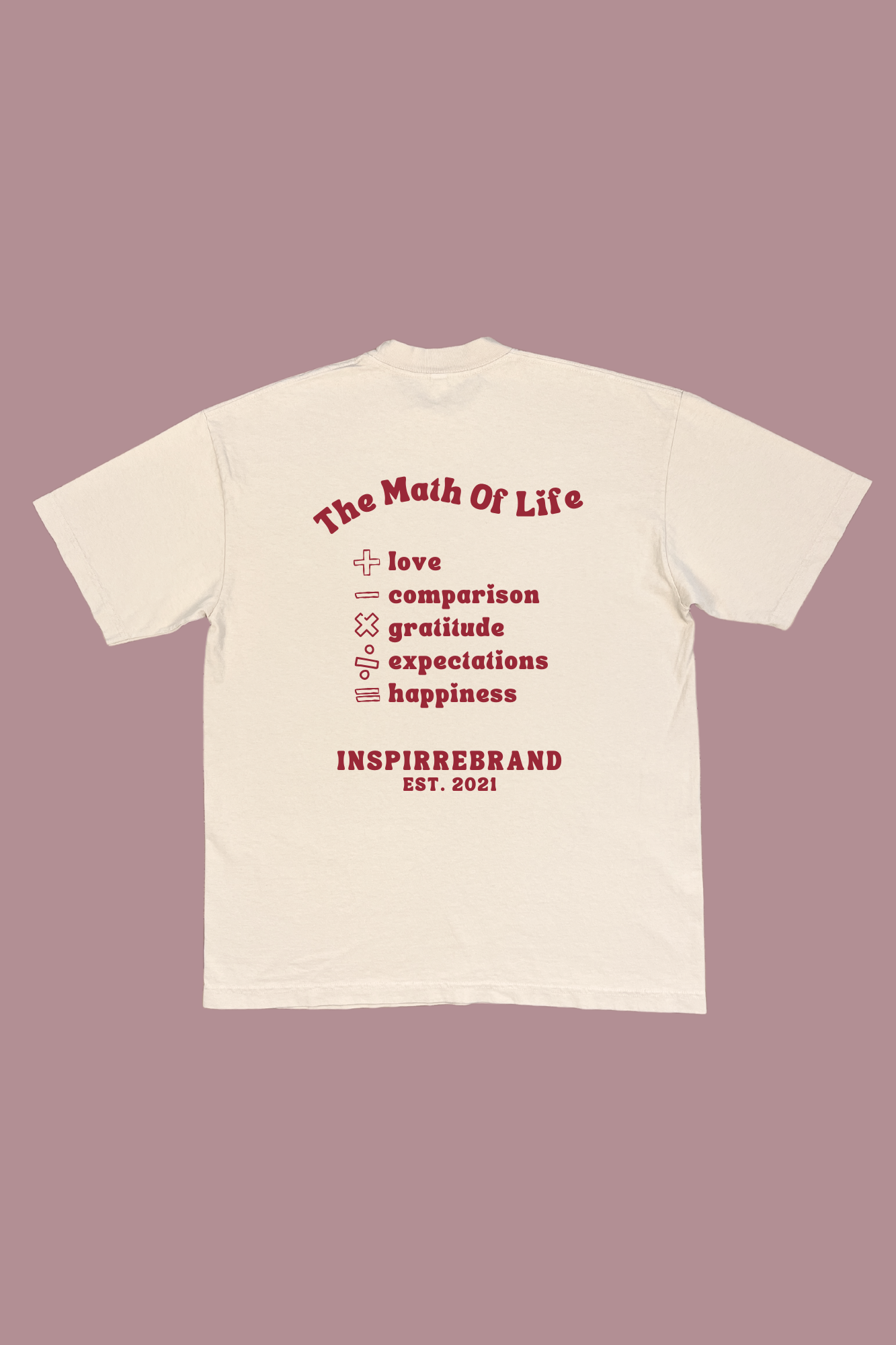 The Math Of Life premium graphic tee in cream with red print - happiness equation adult shirt