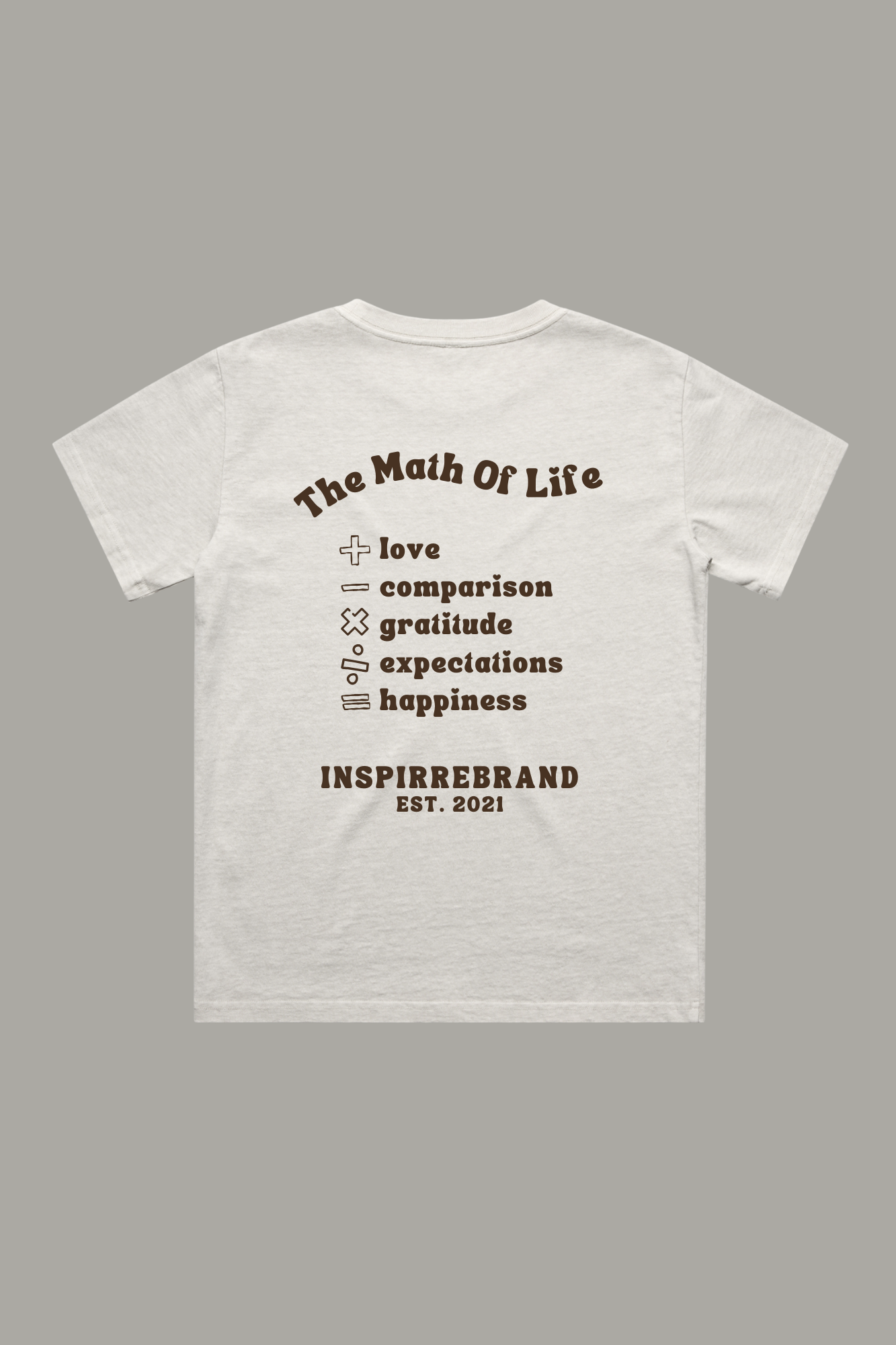 The Math Of Life Youth Tee in Beige / Cream- garment-dyed vintage finish