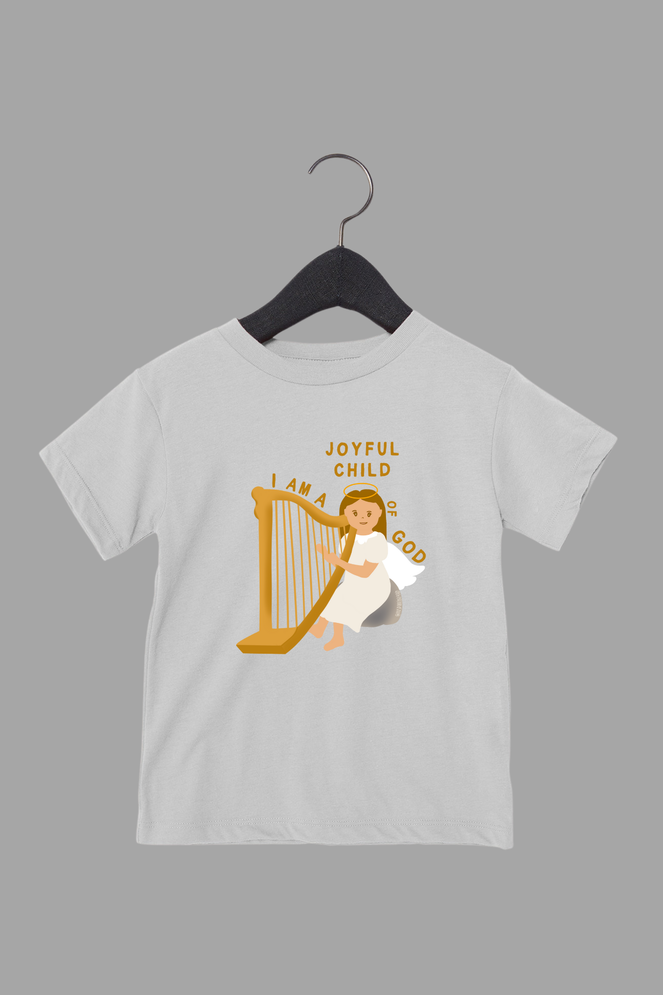 I Am A Joyful Child of God toddler tee in light gray - faith-based graphic shirt for kids