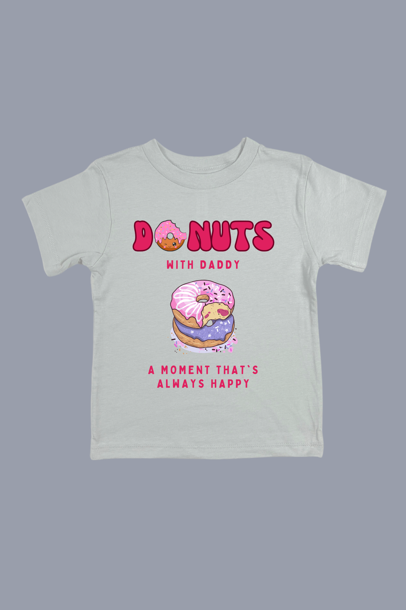 Donuts With Dad toddler tee in gray - father's day graphic shirt for kids