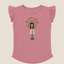 pink mauve toddler shirt with flutter sleeve and rainbow graphic design
