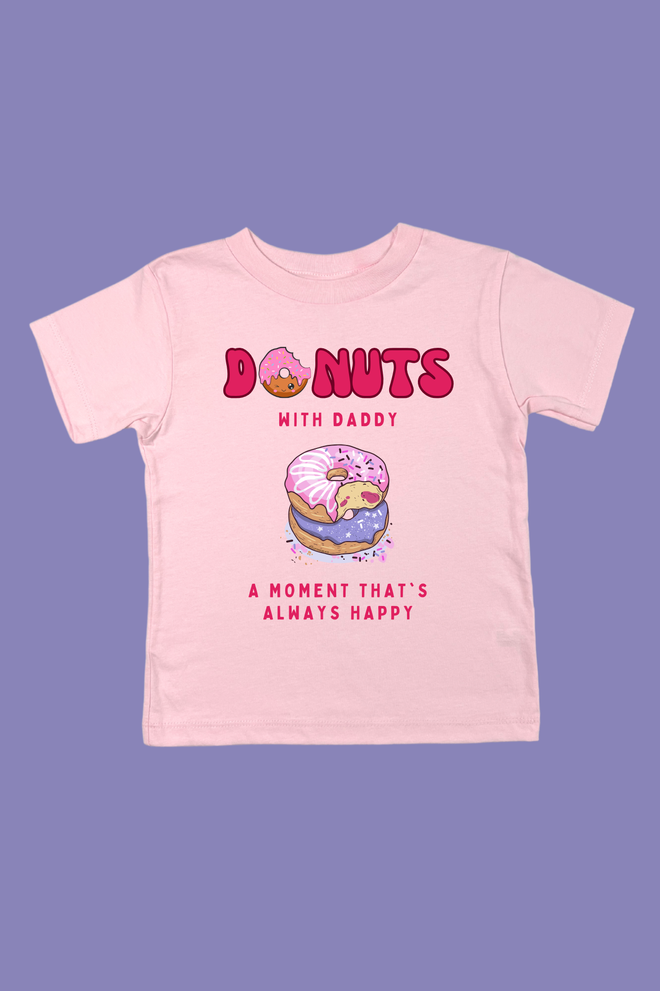 Donuts With Dad toddler tee in pink - father's day graphic shirt for kids