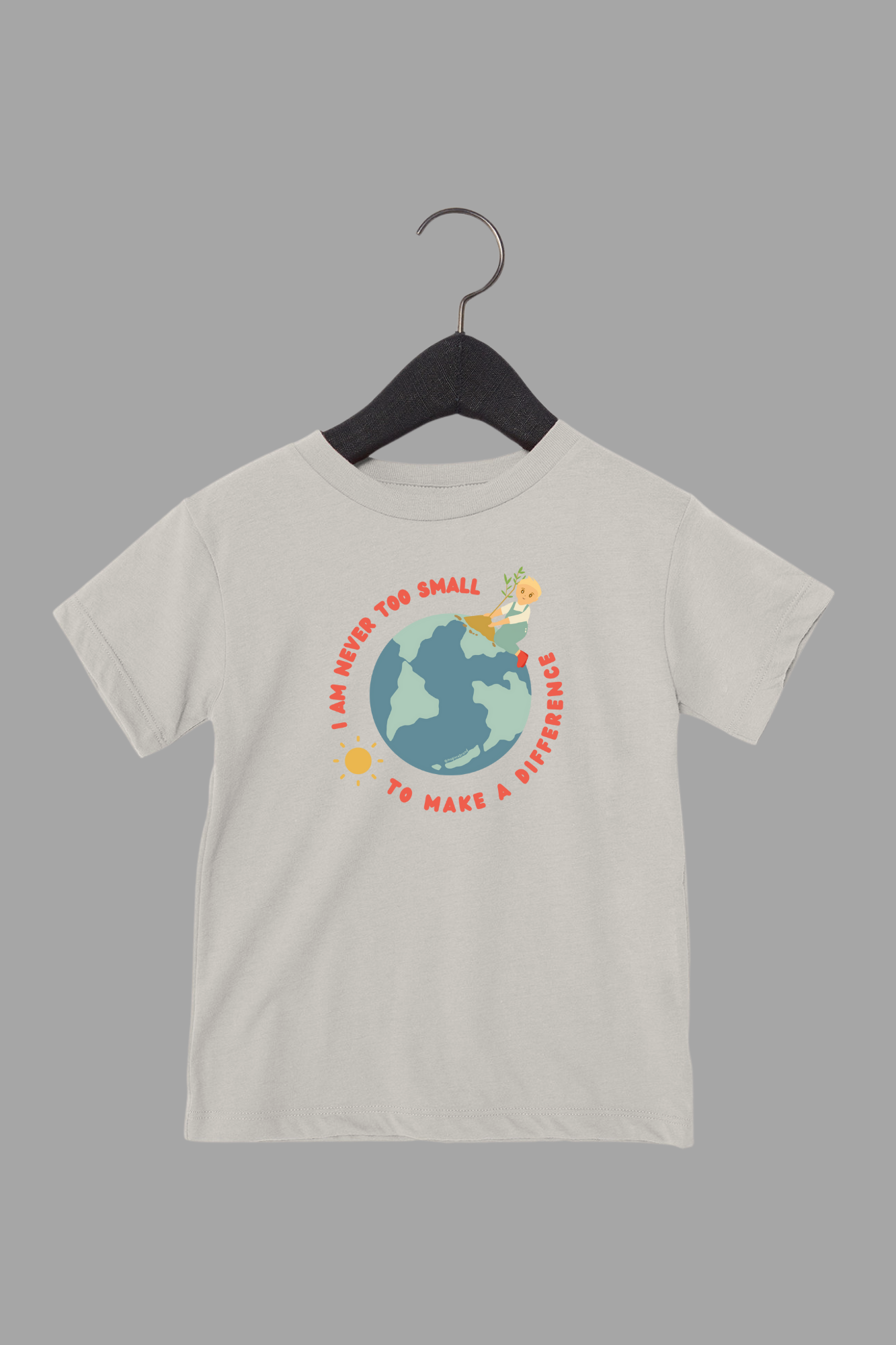 I Am Never Too Small To Make A Difference toddler tee in dust or beige - empowering graphic shirt for kids