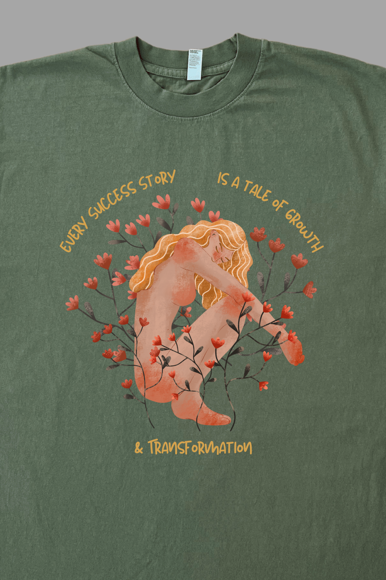 Growth and Transformation premium graphic tee in olive - personal growth and success adult shirt