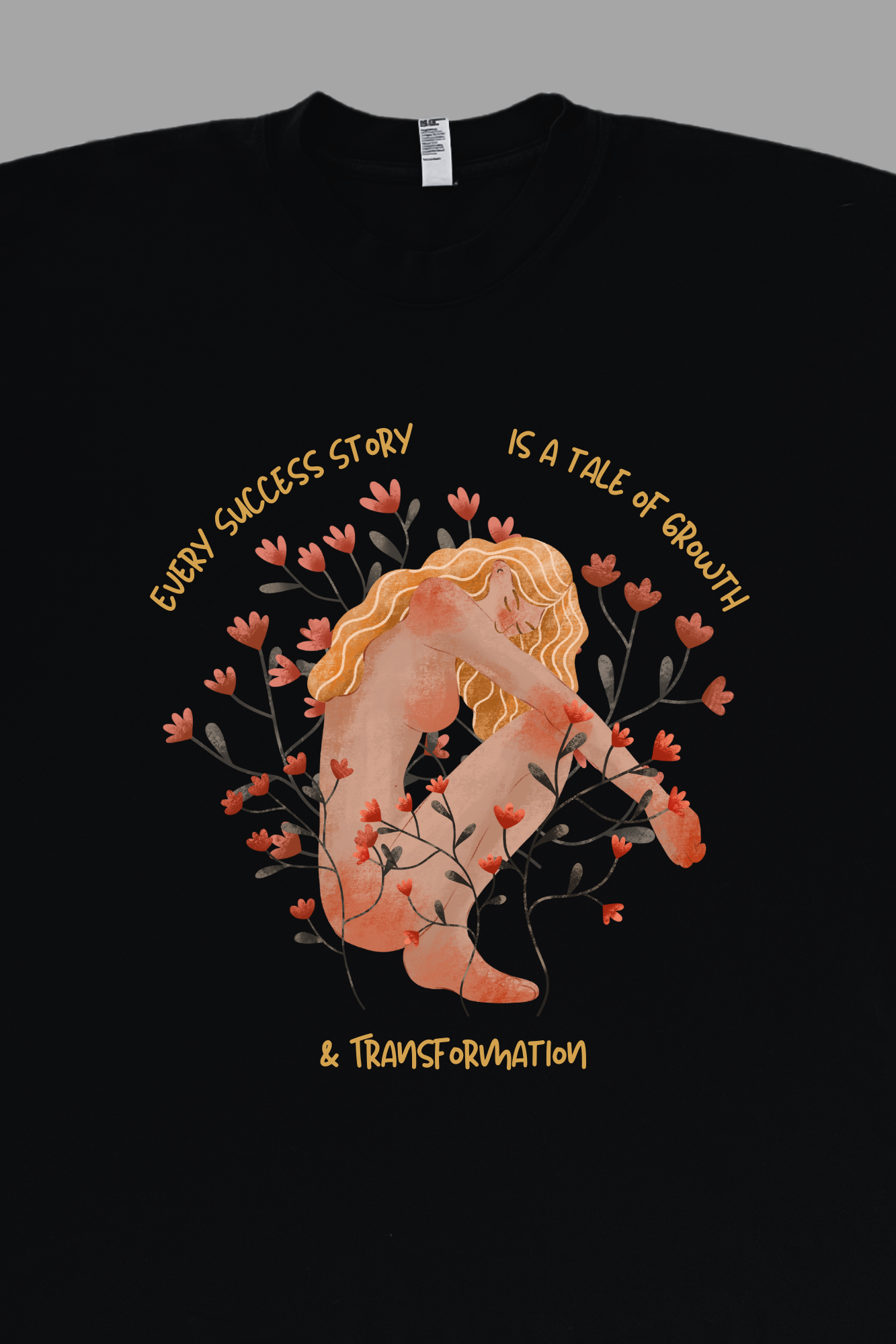 Growth and Transformation premium graphic tee in black - personal growth and success adult shirt