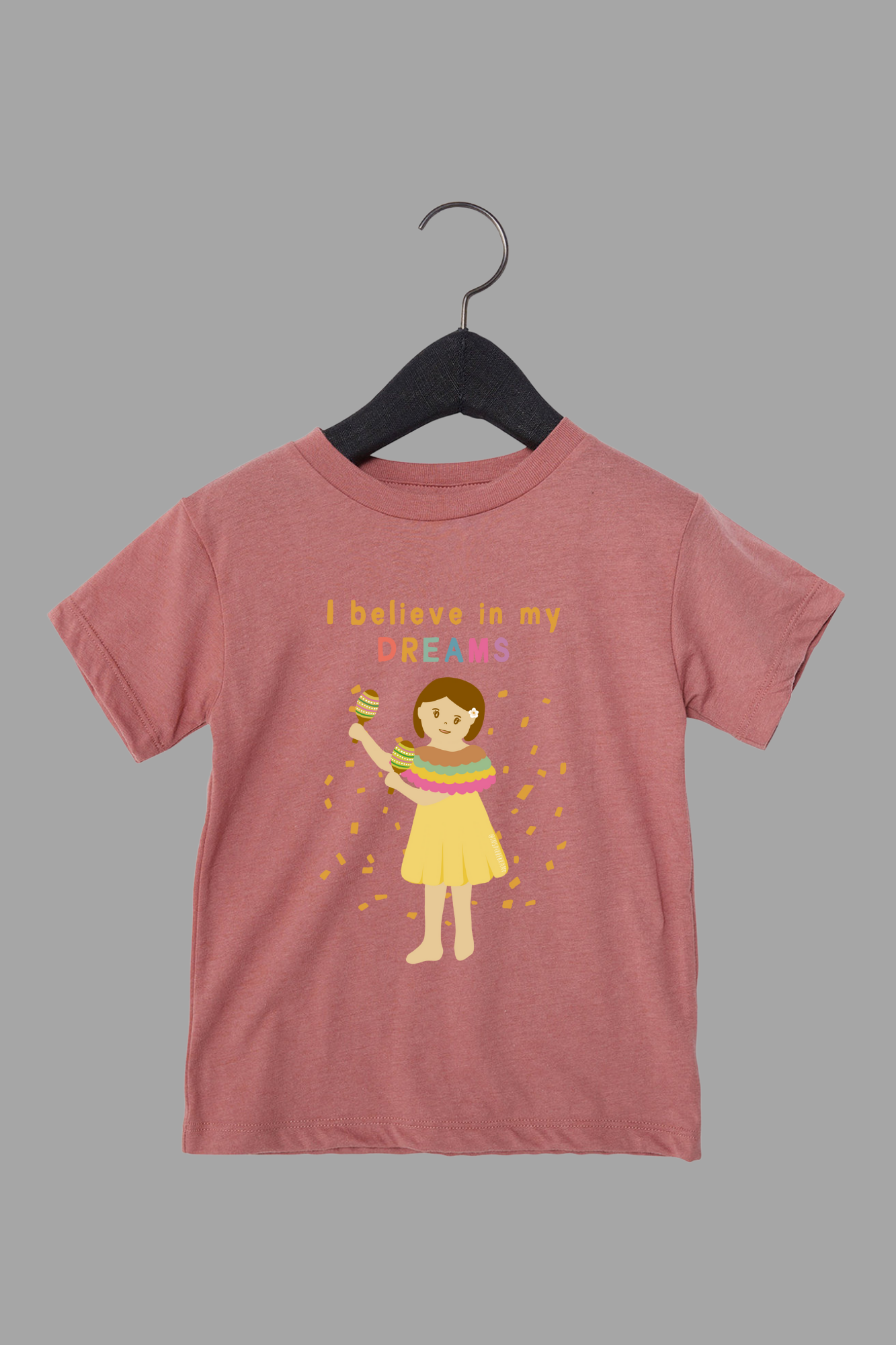 I Believe In My Dreams toddler tee in pink mauve - inspirational graphic shirt for kids