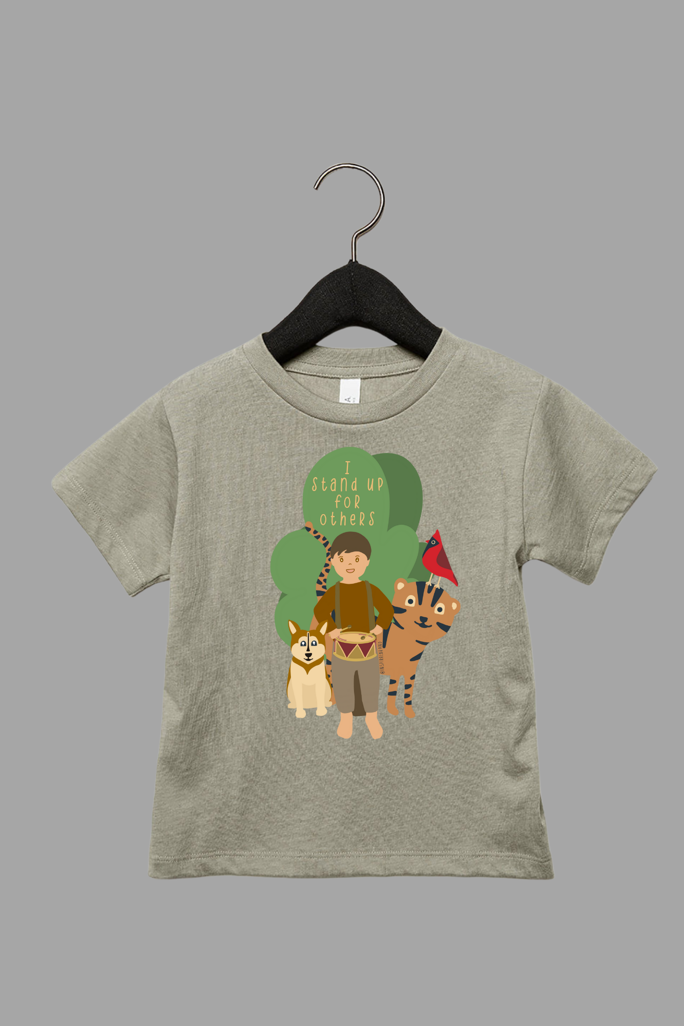 I Stand Up For Others toddler tee in khaki - empowering graphic shirt for kids