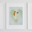 Connected by heart sister art print in frame - long distance sisterhood quote with watercolor-style digital illustration